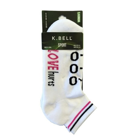 K. Bell Womens Sports Quater Socks, KGWS16E006-01, 9-11, Love