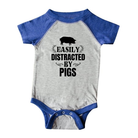 

Inktastic Easily Distracted by Pigs Gift Baby Boy or Baby Girl Bodysuit