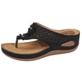 thumbnail image 6 of Platform Flip Flops for Women Bohemian Flower Hollow out Orthopedic Sandals Comfy Arch Support Footbed Slides Wedges Heels Slip on Beach Shoes Black Size 9, 6 of 6