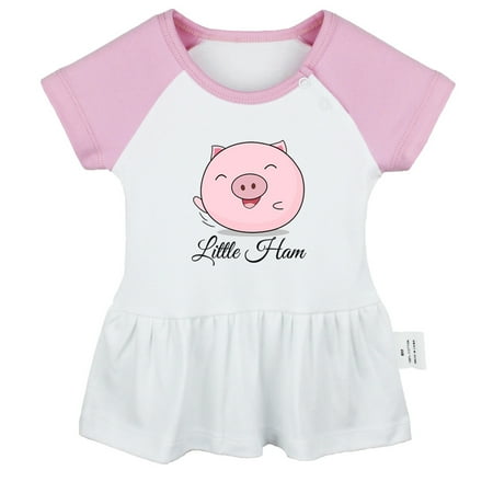 

iDzn Little Ham Funny Dresses For Baby Newborn Babies Skirts Infant Cute Pig Princess Dress 0-24M Kids Graphic Clothes (Pink Raglan Dresses 18-24 Months)