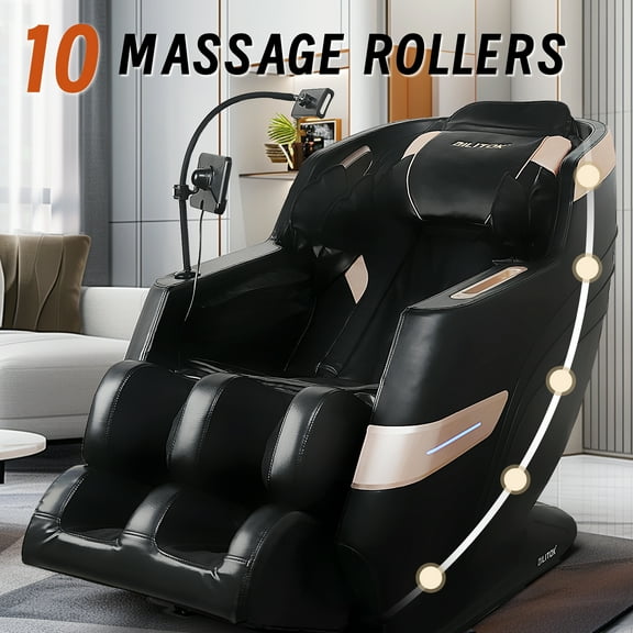 Massage Chair Recliner with Zero Gravity, Full Body Air Massage with Heat, 5 Auto Modes, Bluetooth, for Shoulders/Back/Legs/Feet, Home Office Recliner, 180lbs Weight Capacity, Black