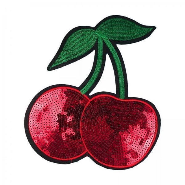 Parche termoadhesivo,Parche termoadhesivo para ropa con lentejuelas de cereza,Parches de cereza para planchar con calor,Pegatinas de costura,apliques,chenilla,bordado,decoración,Parches para