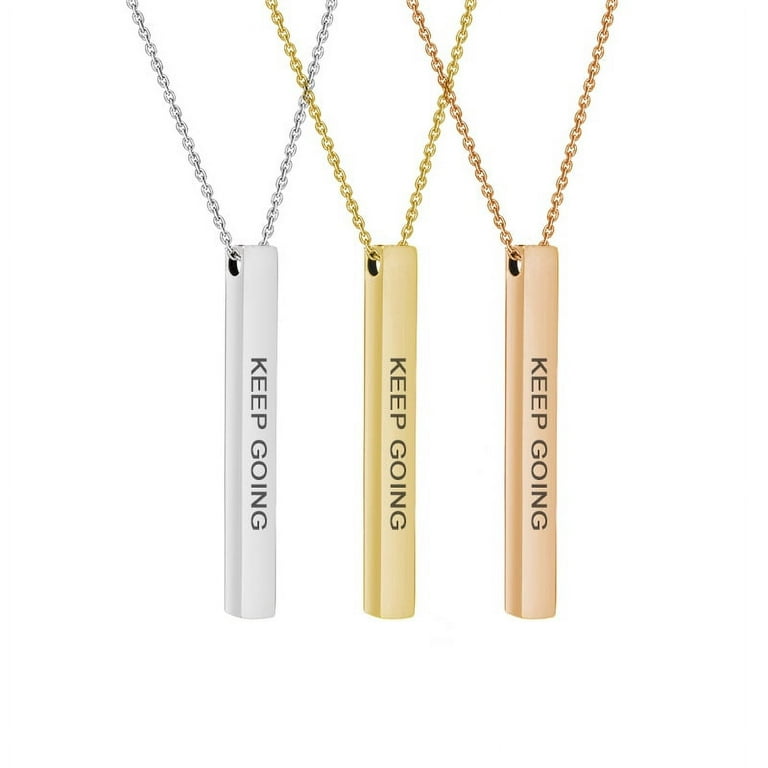 Keep Going Inspirational Quote Necklace Gold Stainless Steel