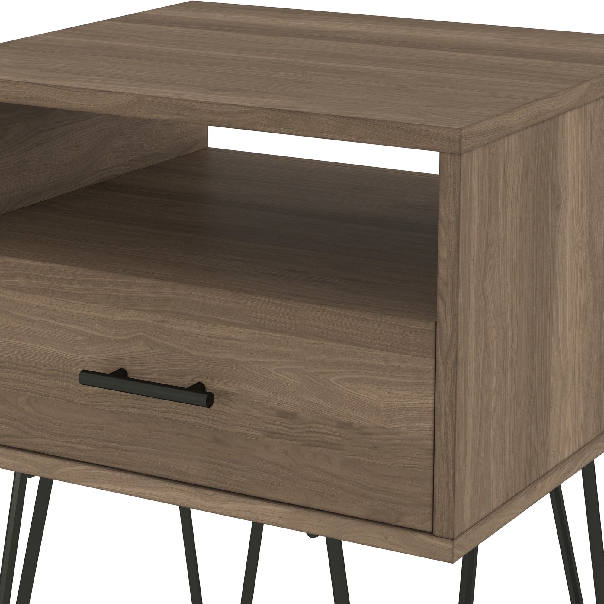 Walker Edison Mid Century Modern Hairpin Leg Nightstand, Slate Grey