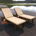 thumbnail image 2 of Seabrook 69 x 24 Inch Outdoor Acacia Wood Lounger with Cushion, 5-Position Back, Slide Table & Wheels, Dark Brown, 2 of 9