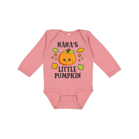 Inktastic Nanas Little Pumpkin with Leaves and Stars Boys or Girls Long Sleeve Baby Bodysuit