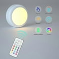 thumbnail image 4 of Puck Lights with Remote Control, Battery Operated LED Push Light Wireless, 13 Color RGB - for Closet, Bedroom Wall, Under Cabinet, Battery Powered Puck Lights. Convenient 3M Stick On, 6 Pack, 4 of 10