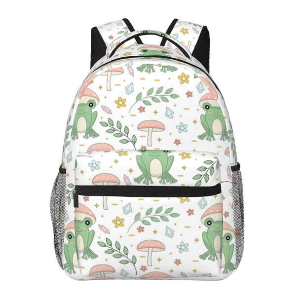 Easygdp Frog and Mushrooms Mochila Ergonómica Versátil para Laptop - Múltiples Bolsillos, Correas Ajustables, Unisex para Escuela, Viajes y Actividades al Aire Libre-One Size