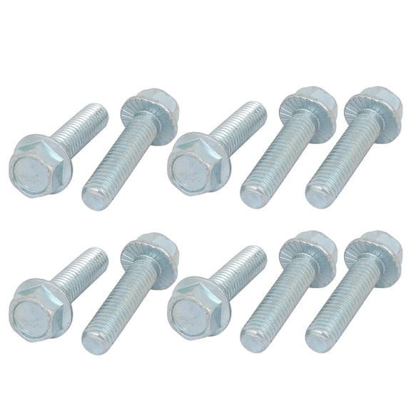 Unique Bargains 10Pcs 3/8-16 x 1-1/2'' Thread Carbon Steel Hex Serrated Head Flange Screw Bolt