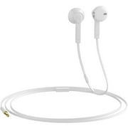Headphones - In-Ear HD Stereo Noise Cancelling Sweatproof Sport Earphones Earbuds Flat Wired with Apple iOS Samsung and Android Compatible Microphone and Remote (White 1-Pack)