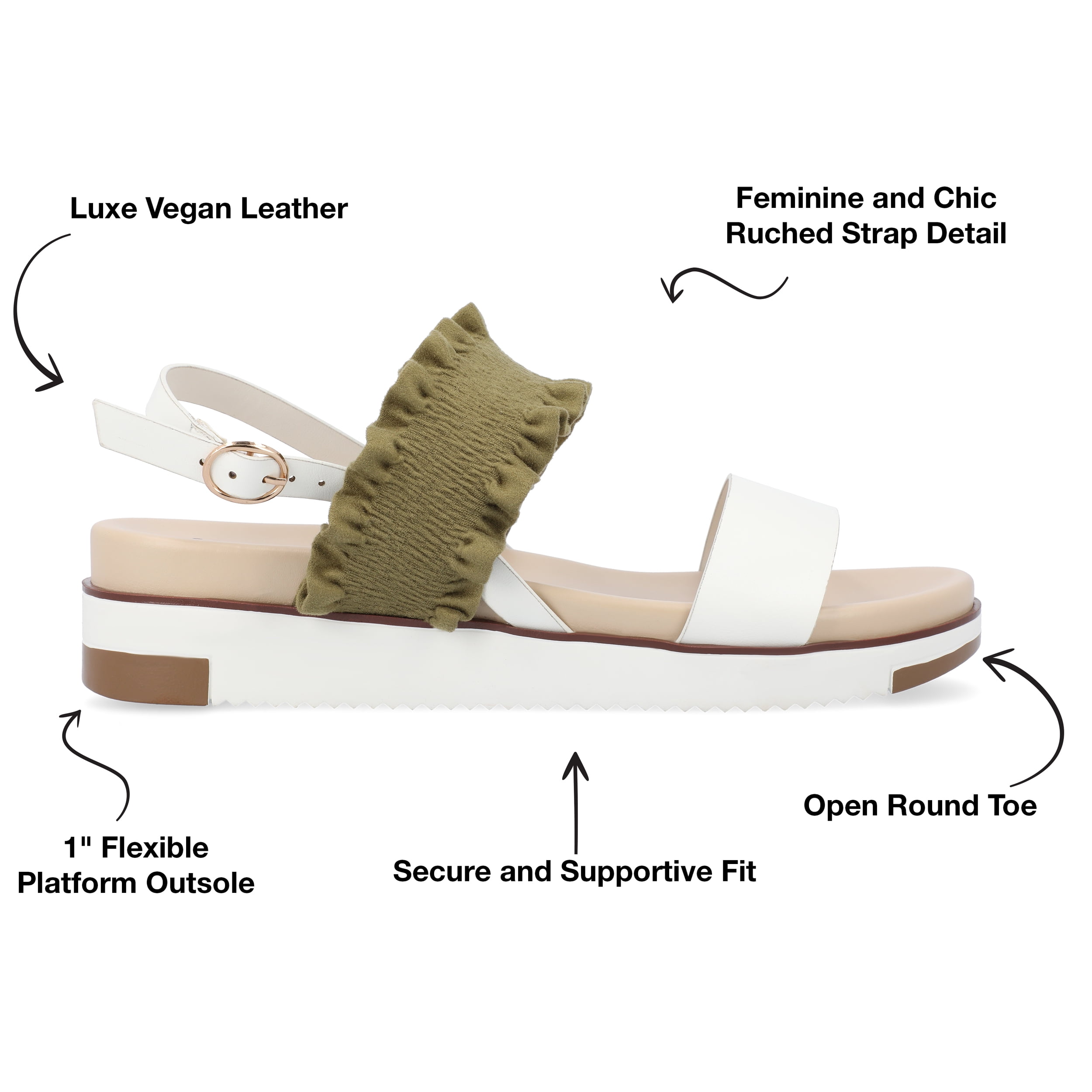Journee Collection Womens Riya Faux Leather Slingback Flatform Sandals