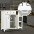 thumbnail image 2 of Homrest Kitchen Island on Wheels, Kitchen Cart with Cabinet & 3 Layer Shelves, Wood Countertop Mobile Storage Islands Wine Glass Holder, White, 2 of 10