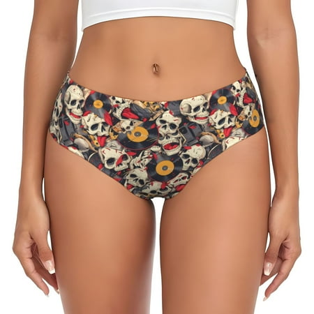 Womens Underwear  rock Skull record artist No Show Seamless Underwear  Soft Comfy Stretch Panties  Hipster Ladies Panties Bikini Underwear Briefs