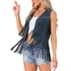 thumbnail image 4 of INSPIRAR CHIC Chaleco de Mujer con Flecos, Abierto, Estilo Occidental, Vintage, de Ante Sintético con Borlas, Color Azul Oscuro, Talla XL, 4 of 6