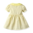 thumbnail image 5 of YWDJ Flower Girl Dress for Weddings Toddler Kids Baby Girls Summer Solid Color Puff Sleeve Dress Princess Dress+Hat Suit Yellow 18-24 Months, 5 of 7
