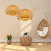 Arturesthome 1-Lights Natural Bamboo Pendant Light Woven Decor for Kitchen Island E26/27