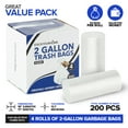 thumbnail image 2 of Stock Your Home Clear 2 Gallon Trash Bag (200 Pack) Un-Scented Small Garbage Bags for Bathroom, 2 of 7