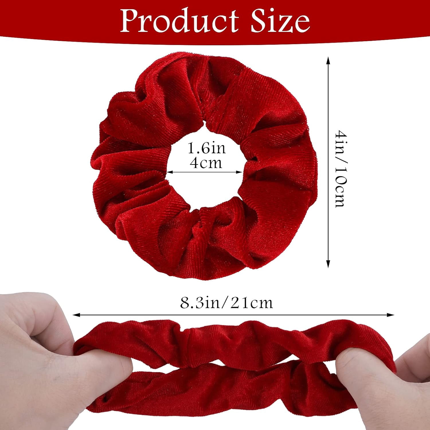 Red Velvet Hair Scrunchies Hair Bands Rope Elastic Ties for Women Valentine's Day Gifts Ponytail Holders Hair Accessories