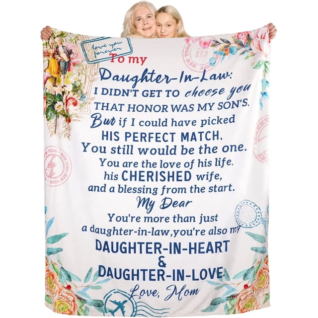 LHSHID Mother in Law Blanket Mother in Law Gifts from Daughter in Law White Throw Blankets Cozy Soft Floral Mother in Law Plush Blanket Birthday for Mother in Law 30x40in