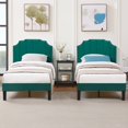 thumbnail image 3 of VECELO Twin Upholstered Platform Bed Frame with Tufted Adjustable Headboard/Mattress Foundation/Wood Slat Support,Easy Assembly,Dark Green, 3 of 7