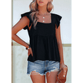 thumbnail image 6 of Gdvsclr Women'S Casual Square Neck Ruffle Cap Sleeve Peplum Babydoll Blouse Tank Top Black L, 6 of 7