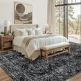 thumbnail image 3 of 9x12 Washable Area Rug - Vintage Black Geometric, Non-Slip, Non-Shedding & Stain Resistant for Living Room, Bedroom, Dining Room & Nursery, 3 of 9
