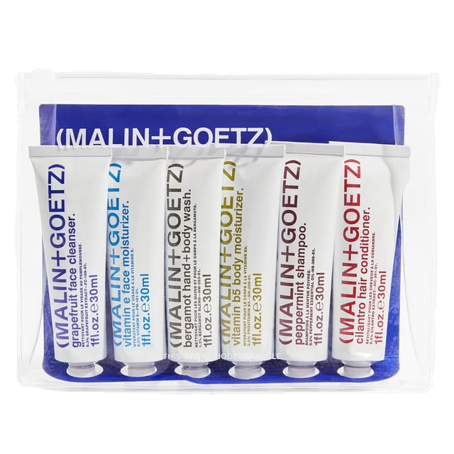 Kit Esencial de Malin y Goetz - Gel de Ducha de Viaje, Hidratante Facial, Loción Corporal, Champú y Acondicionador - Kit para Mujeres - 6 piezas