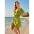 thumbnail image 3 of HAPPY BAY Women's Beachwear Swimsuit Coverups for Women Summer Bikini Sheer Chiffon Cover up Dress Bathing Suit Swim Beach Cover ups for Swimwear XL-XXL Solid Plain, Ivy Green, 3 of 5