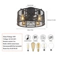 thumbnail image 3 of 5-Blade House Ceiling Fan with Light and Rmote Control, 18 inch Metal Matte Black Cage Flush Mount Chandelier Ceiling Fan, 3 of 8
