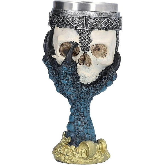7.1x2.8in Stainless Steel Skull Goblet, 14.2oz Resin 3D Wine Chalice Goblet Cup Medieval Wine Chalice Drinking Cup