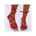 thumbnail image 4 of Frontwalk Ladies Flat Sandals Open Toe Casual Shoes Strappy Summer Sandal Daily Lightweight Walking Shoe Women Ankle Strap Bright Red 11.5, 4 of 6