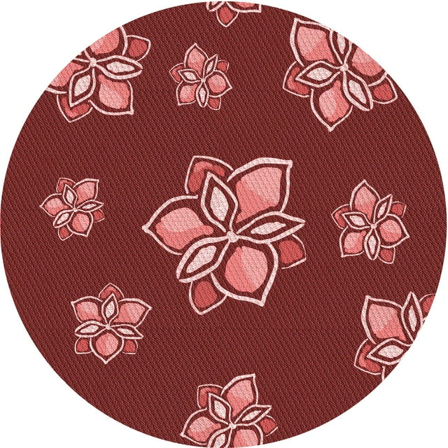 Ahgly Company Tapis Rond Lavable en Machine Intérieur Transitionnel Rouge Canneberge, 4 Pieds Rond