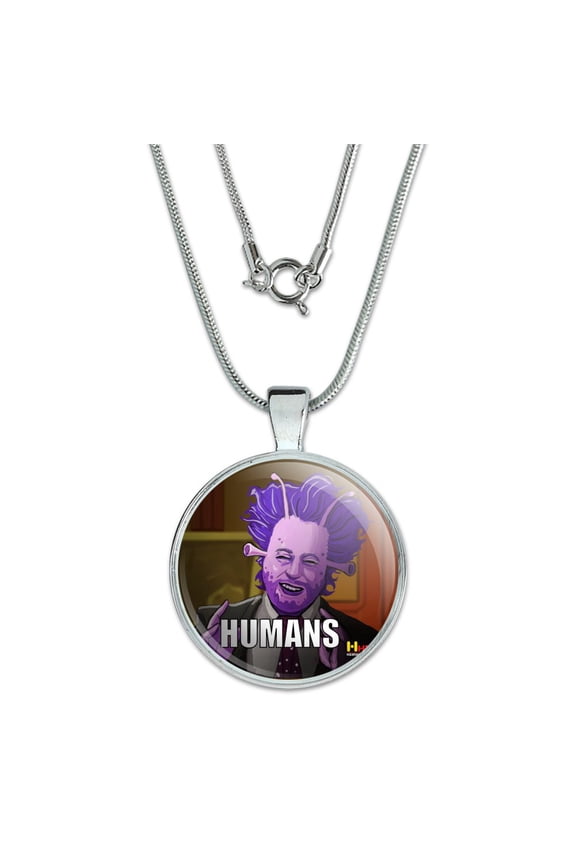Human Aliens Guy History Meme 1" Pendant with Sterling Silver Plated Chain