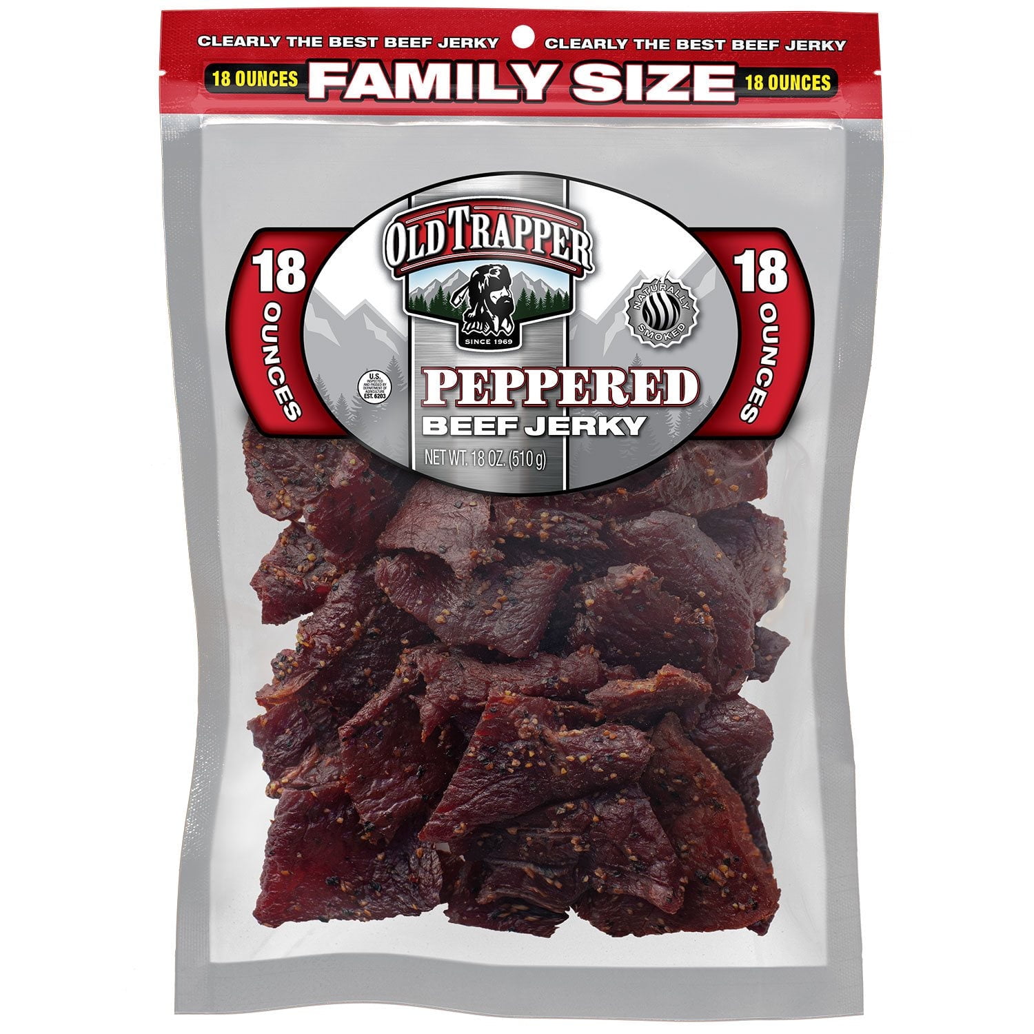 Old Trapper Peppered Beef Jerky, 2 Pack, 18 oz with bowl by OMA
