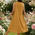 thumbnail image 5 of JGGSPWM Women's Summer Cotton Linen Dress Lightweight Loose Crew Neck Sleeveless Casual Swing Beach Sun Dresses with Pockets Yellow XL, 5 of 8