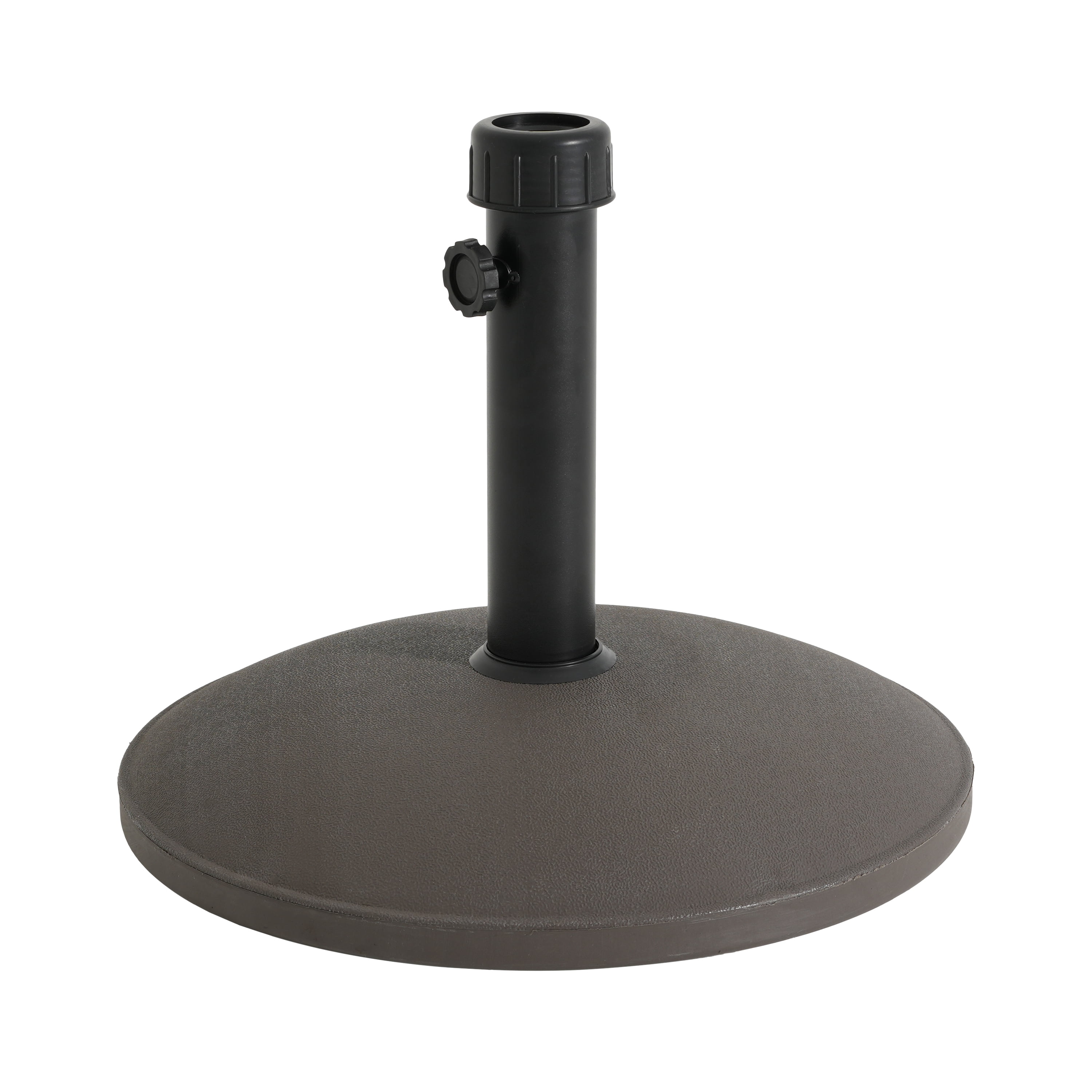Umbrella Base 35 Pound Round with Concrete Fill and Resin Shell, Patio Umbrella Stand and Outdoor Shade Base, Brown