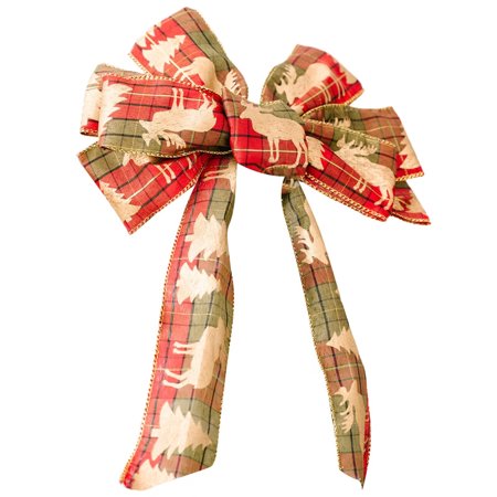 

HOVTOIL Christmas Bowknot Christmas Ribbon Bowknot Wired Multi-patterns Thicker Anti-fade DIY Scene Layout Reusable Large Size Xmas Tree Wreath Bow Pendant for Party