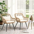 thumbnail image 6 of JOIVI Outdoor Wicker Chairs Set of 2, Patio Dining Chair with Cushions, All-weather Rattan Porch Chairs with Armrest for Outside Lawn, Balcony, Garden, White, 6 of 9