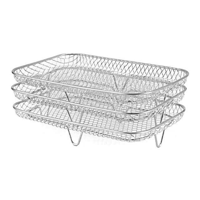 MesaSe 3-layers Air Fryer Rack Stackable Grid Grill Rack Stainless Steel Household Gadgets for Home Kitchen Oven Steamer Cooker Gadgets (Circular)