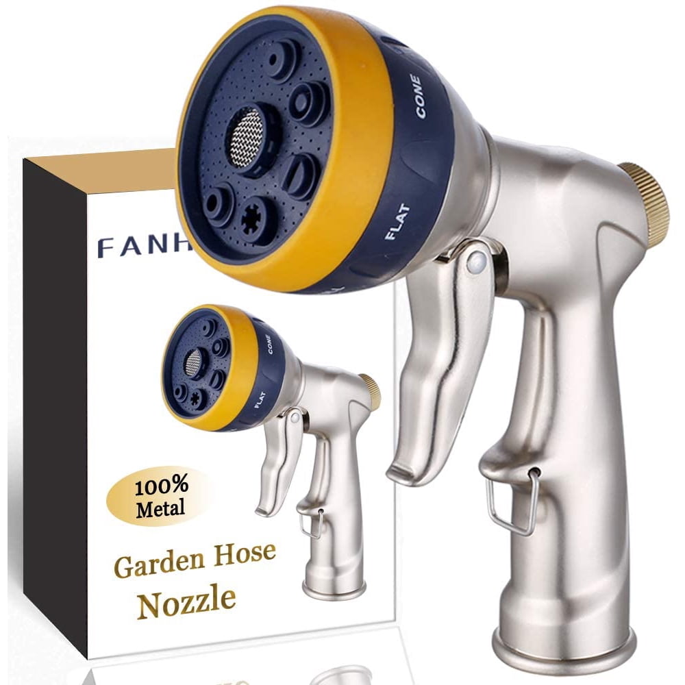 FANHAO Garden Hose Nozzle Heavy Duty, 100 Metal Spray Nozzle High