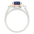 thumbnail image 4 of Clara Pucci 14K White/Rose Gold 2.73 Simulated Blue Sapphire Engraveable Engagement Ring + Wedding Band Set, 4 of 7