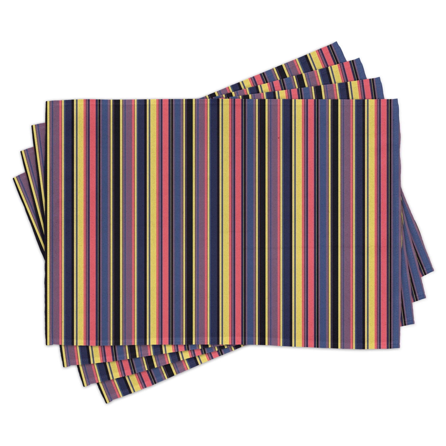 Modern Placemats Set of 4 Colorful Geometric Stripes Lines Vintage