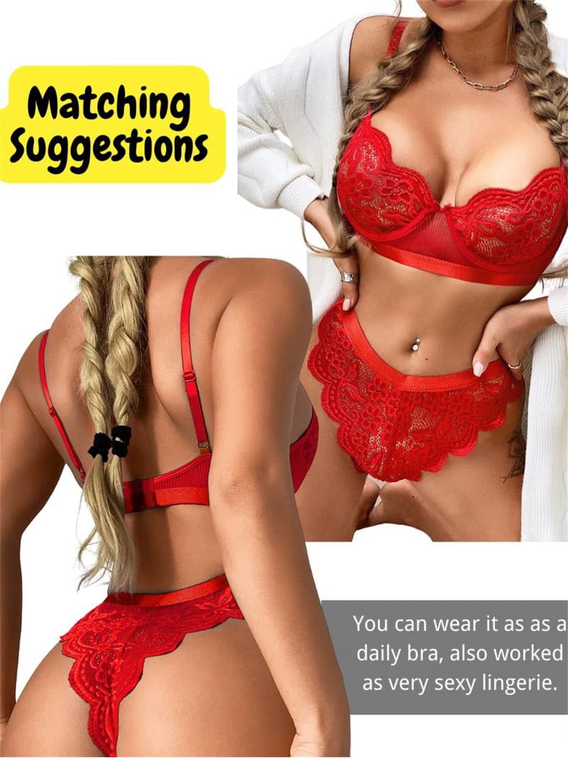 popiv Sexy Lace Lingerie for Women,Two Piece Lace Lingerie Set,Underwire Bra and Panty Set Valentine, RedS-XL - Walmart.com popiv Sexy Lace Lingerie for Women,Two Piece Lace Lingerie Set,Underwire Bra and Panty Set Valentine, RedS-XL - Walmart.com