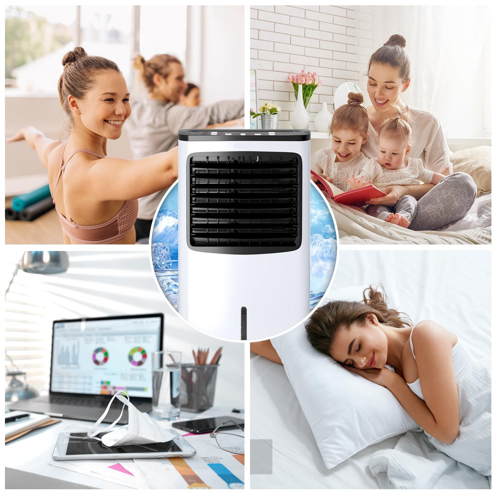 Giantex Portable Air Cooler, Electric Air Cooling Machine w/3 Modes, 3 Speeds and Timer Function, Cooling Fan, Idea for Home Office