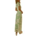thumbnail image 4 of SAYOO , vestido ajustado largo estampado de verano para mujer, manga corta, estampado elegante, cuello redondo, fiesta, playa, vacaciones, ropa de calle SAYOO casual, 4 of 9