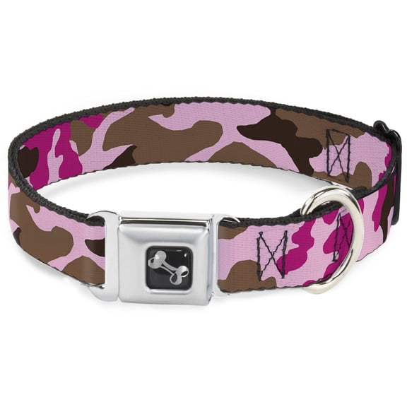 Buckle-Down Pet Collar, Dog Collar Metal Seatbelt Buckle, Camo Pink, 9.5 to 13 Inches 1.0 Inch Wide