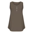 thumbnail image 4 of Duoif Débardeurs pour Femmes, Camisole d'Été pour Femmes Grande Taille Coupe Ample Col Rond à Boutons devant Haut Décontracté Hauts pour Femmes Café XXXXXL, 4 of 5