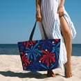 thumbnail image 4 of Yiaed Red White Blue Fireworks Print Large Capacity Beach Travel Bag - Waterproof Zipper Vacation Tote for Sandproof Storage, and Camping, 4 of 5