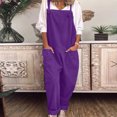 thumbnail image 4 of GaThRRgYP Womens Jumpsuits and Rompers Summer,Jumpsuits for Women Plus Size Fashion,Womens Overalls Casual Loose Dungarees Romper Baggy Playsuit Cotton and Linen Jumpsuit Purple XXXL, 4 of 8