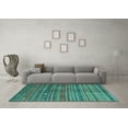 thumbnail image 3 of Ahgly Company Machine Washable Indoor Rectangle Abstract Turquoise Blue Contemporary Area Rugs, 7' x 9', 3 of 4